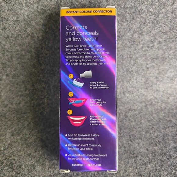 White Glo Purple Tooth Toner Whitening Serum Instant Colour Corrector New - Picture 3 of 4
